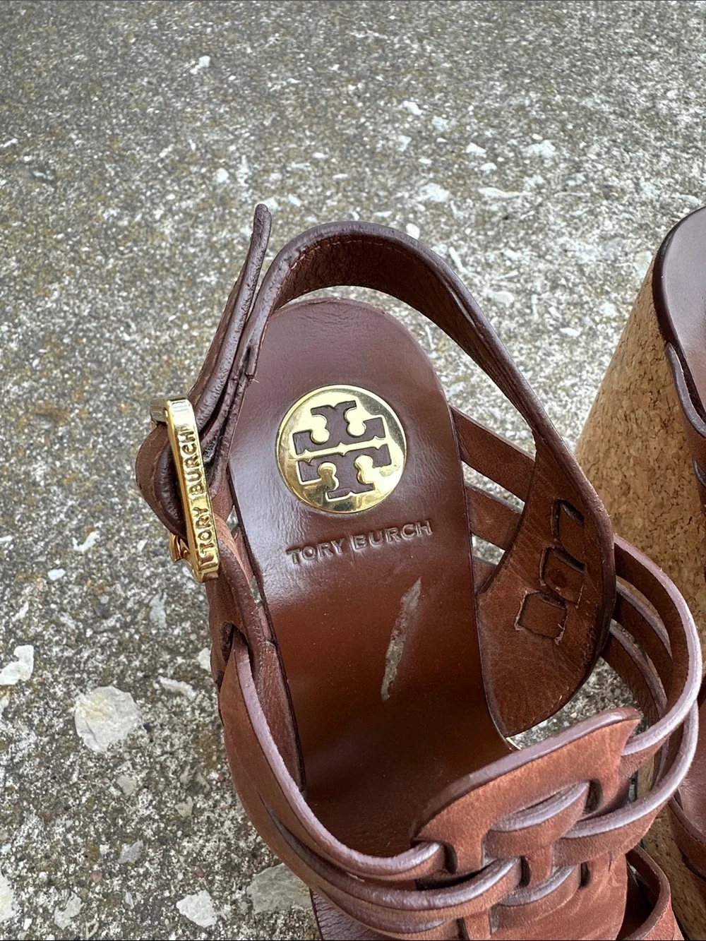 Tory Burch | Brown Leather Platform Wedge Sandals
